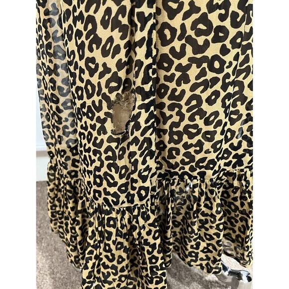 Sea New York Lottie Chiffon Animal Print Drawstring Long Sleeve Tassel Dress 4 - Picture 8 of 16